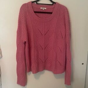 Madewell Vibrant Pink Knit Crew Neck Sweater | Charley Pullover | Size L